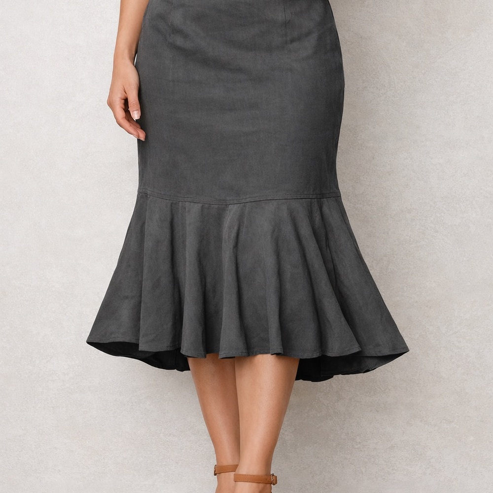Elegant Gray Women's Skirt - Picture 3 of 6